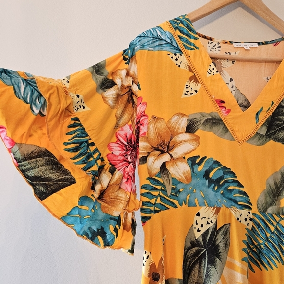 Label Of Love Tropical Floral Print Casual Short Sleeve Mini Dress Size Medium - Picture 9 of 13